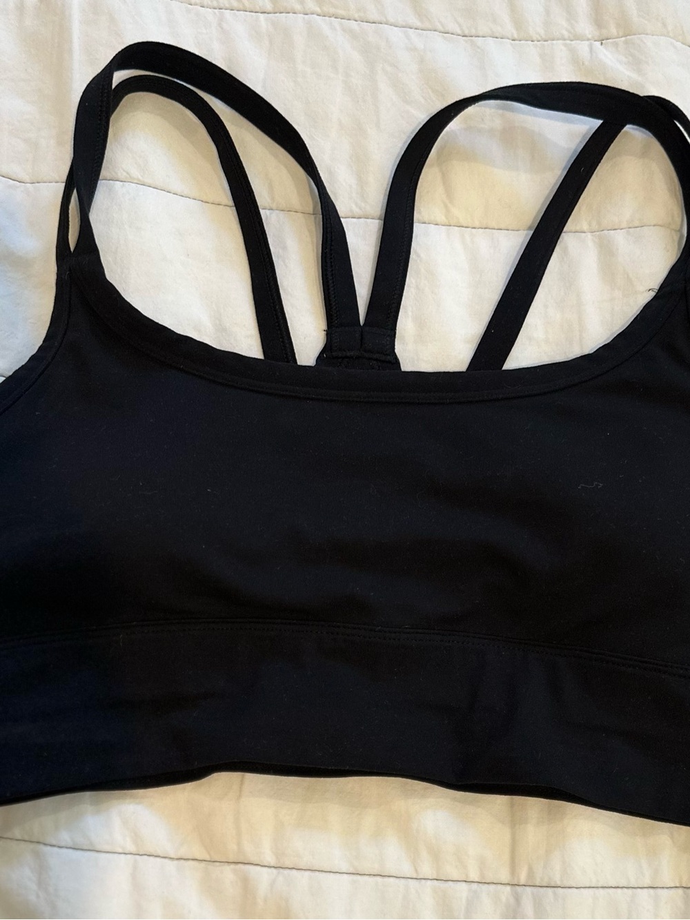 Fabletics Black Strappy Sports Bra with Multi-Back Straps